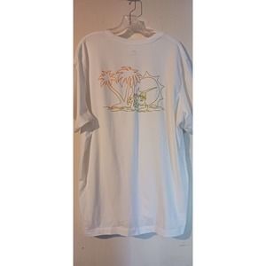 Nike white orange green swoosh sun rise set sunshine t shirt palm tree‎ Beach XL